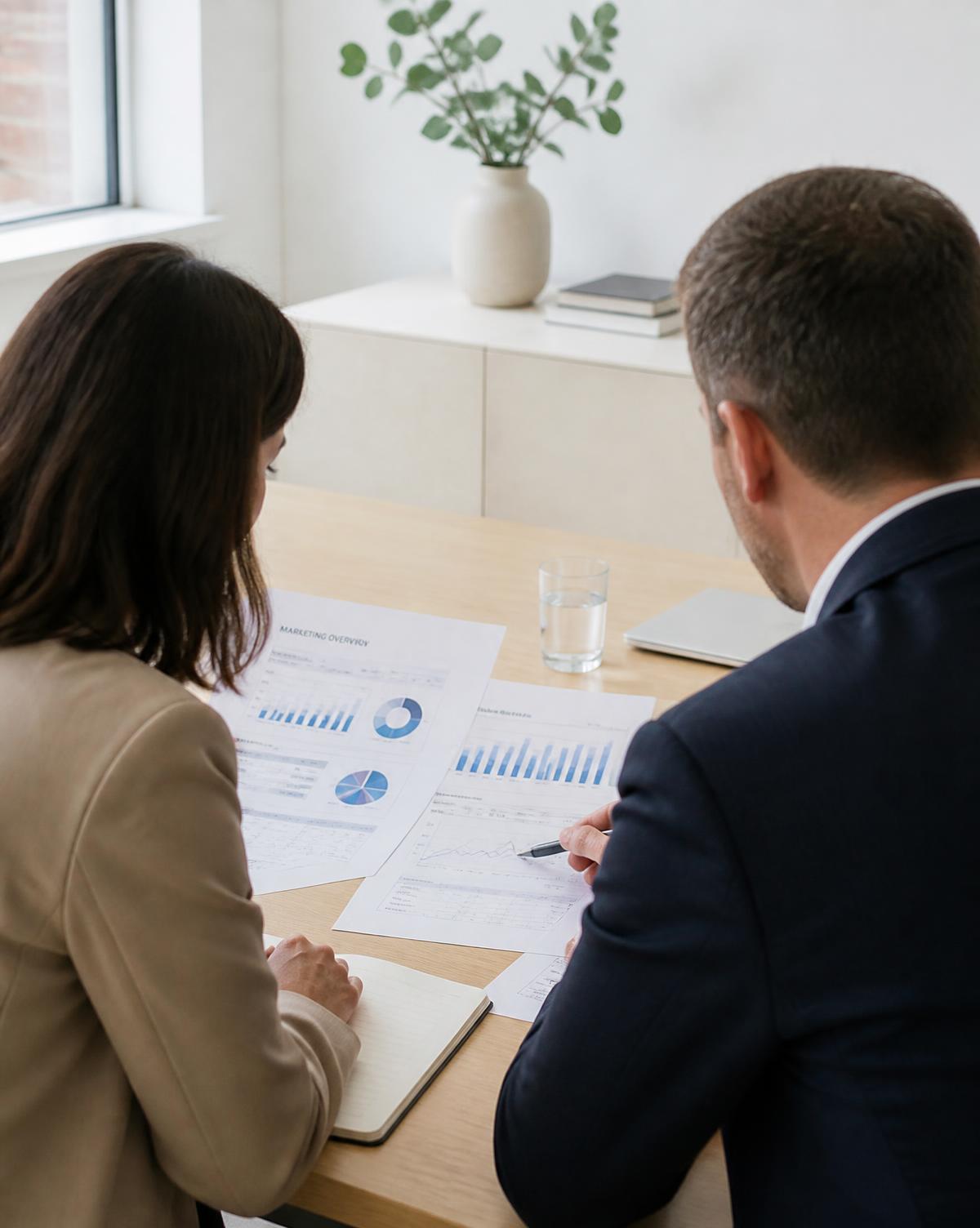 Séance de travail sur une revue de performance marketing